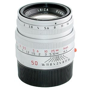Leica 50mm f/2 Summicron-M (Type 5) M-Mount Lens with Built-In Hood, Germany, Chrome 11816