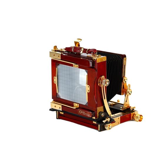 Osaka 4x5 Cherry Wood Folding Field Camera with Gold Colored