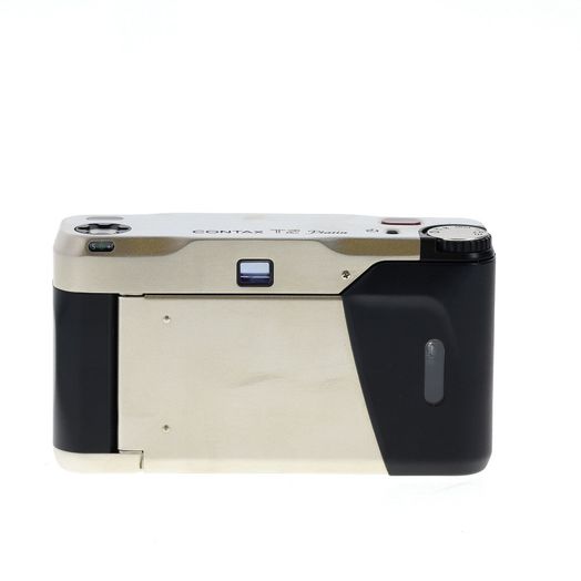 Contax T2 35mm Camera, Platinum with Black Ostrich Leather Grip