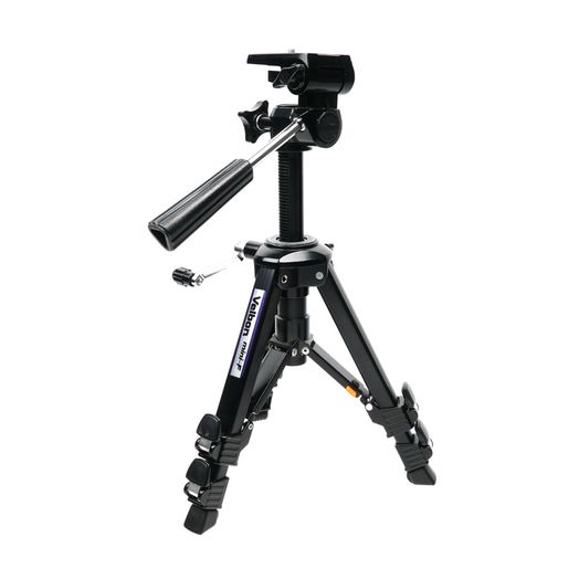 Velbon Mini-F Black Aluminum Tripod with 3-Way Head, Geared Center