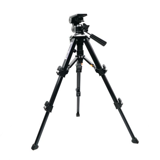 Velbon Mini-F Black Aluminum Tripod with 3-Way Head, Geared Center