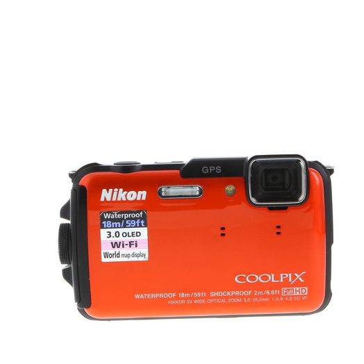 Nikon Coolpix AW110 Waterproof Underwater Digital Camera, Orange