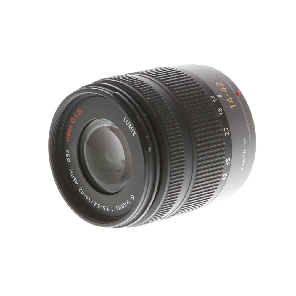 Panasonic Lumix G Vario 14-42mm f/3.5-5.6 ASPH. Mega O.I.S. Lens for MFT (Micro Four Thirds), Black/Dark Silver