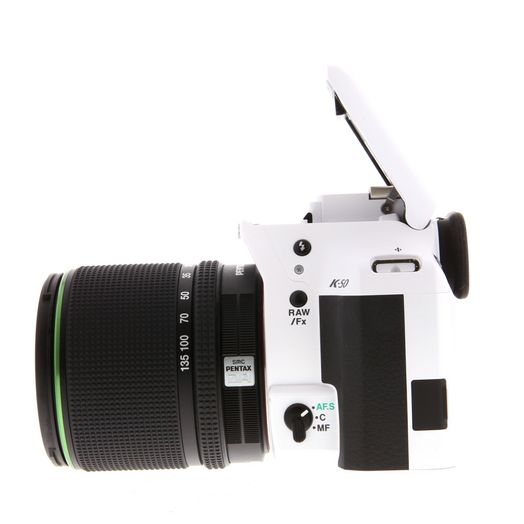 Pentax K-50 DSLR Camera, White with Black Grips {16.3MP} with 18-135mm