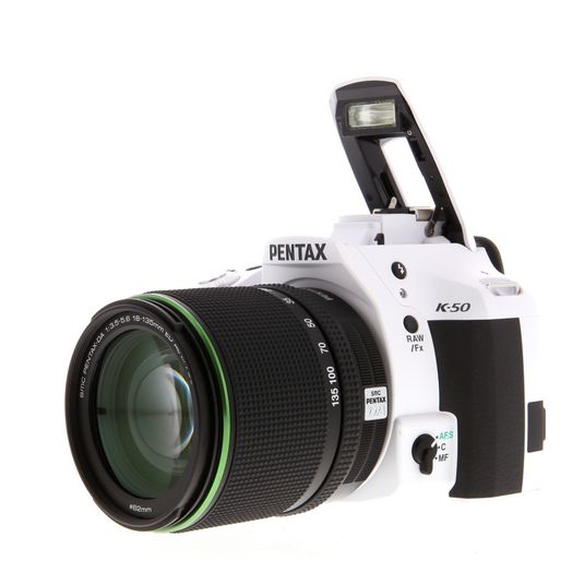 Pentax K-50 DSLR Camera, White with Black Grips {16.3MP} with 18-135mm