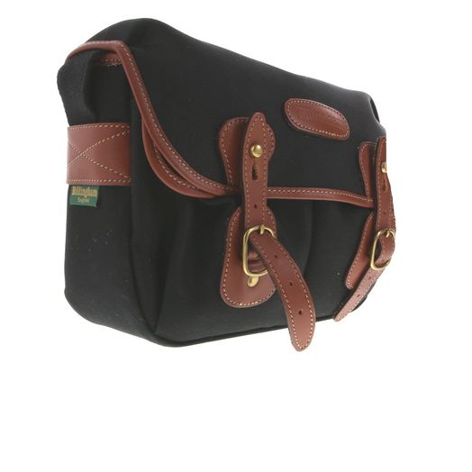 Billingham Hadley Small Shoulder Bag, Black Canvas with Tan