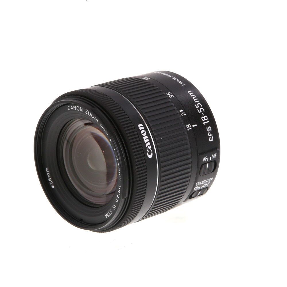 Canon EF-S 18-55mm f/4-5.6 IS STM Autofocus APS-C Lens, Black {58}