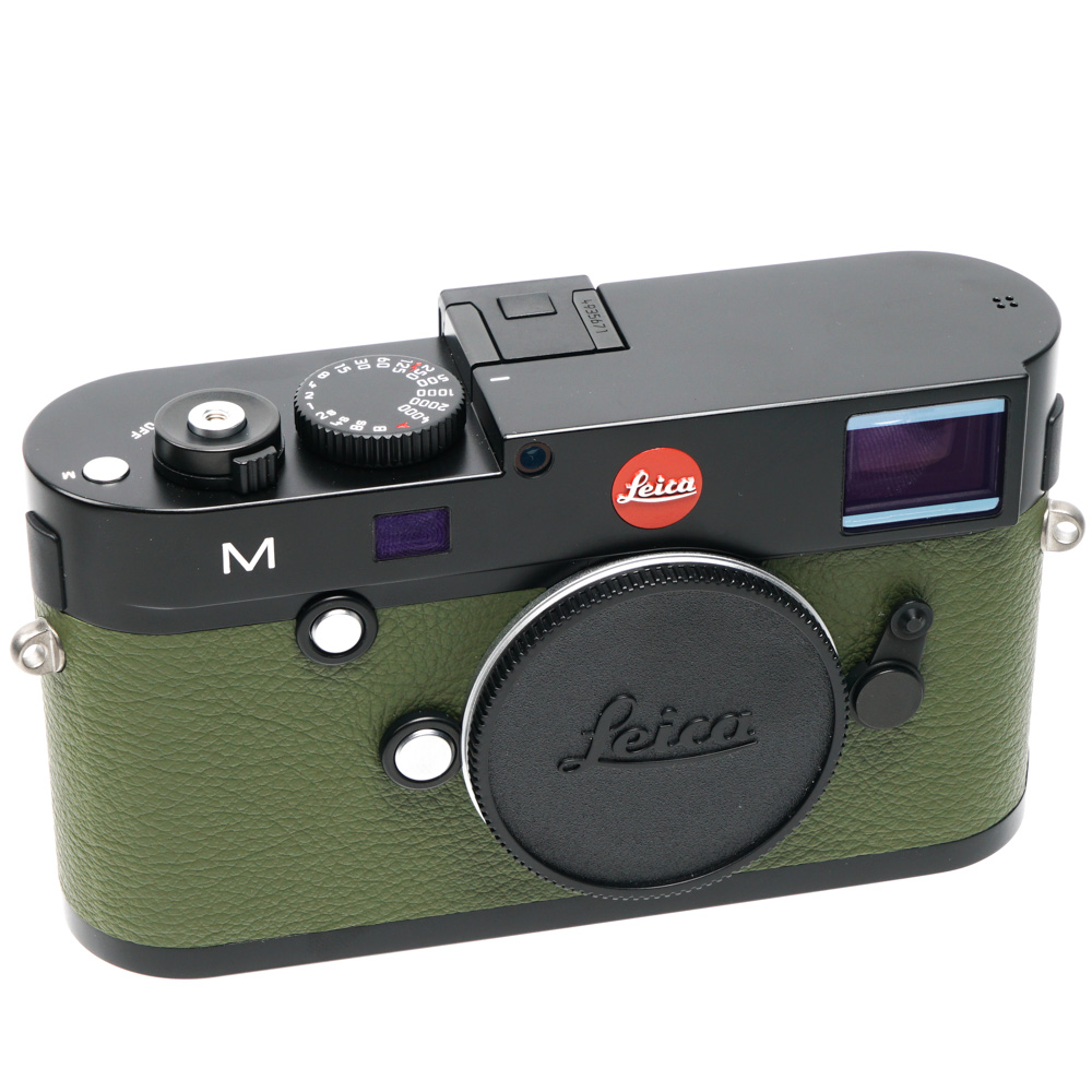 Leica M (Typ 240) Digital Rangefinder Camera Body, Black Paint Finish w/ Khaki Green Leather, Image Field Selector, Gorilla Glass, without Top Engraving (10780ALC a la carte)