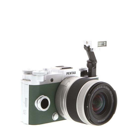Pentax Q-S1 Mirrorless Camera, Silver With Green Grips, 5-15mm F