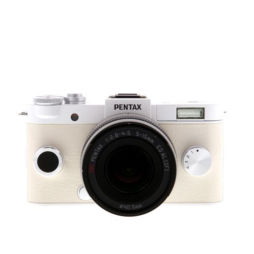 Pentax Q-S1 Mirrorless Camera, White With Cream Grips, With 5-15mm