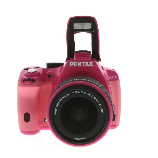 Pentax K-50 DSLR Camera, Pink with Pink Grips {16.3MP} with 18  