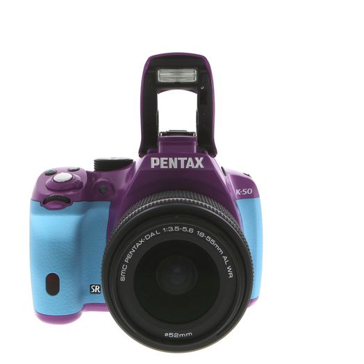 Pentax K-50 DSLR Camera, Purple with Aqua Grips {16.3MP} with 18