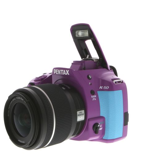 Pentax K-50 DSLR Camera, Purple with Aqua Grips {16.3MP} with 18-55mm