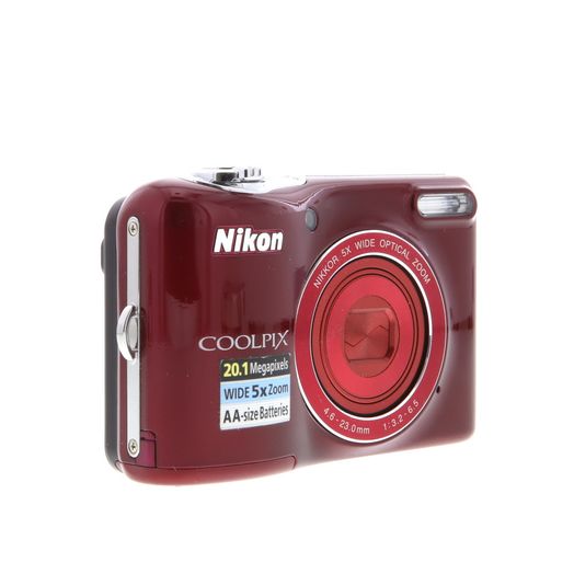 Nikon Coolpix L32 Digital Camera, Red {20.1MP} Requires 2/AA