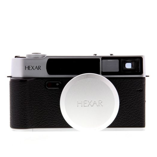 Konica Hexar 35mm Camera, Silver with 35mm f/2 Lens, HX14 Auto Flash