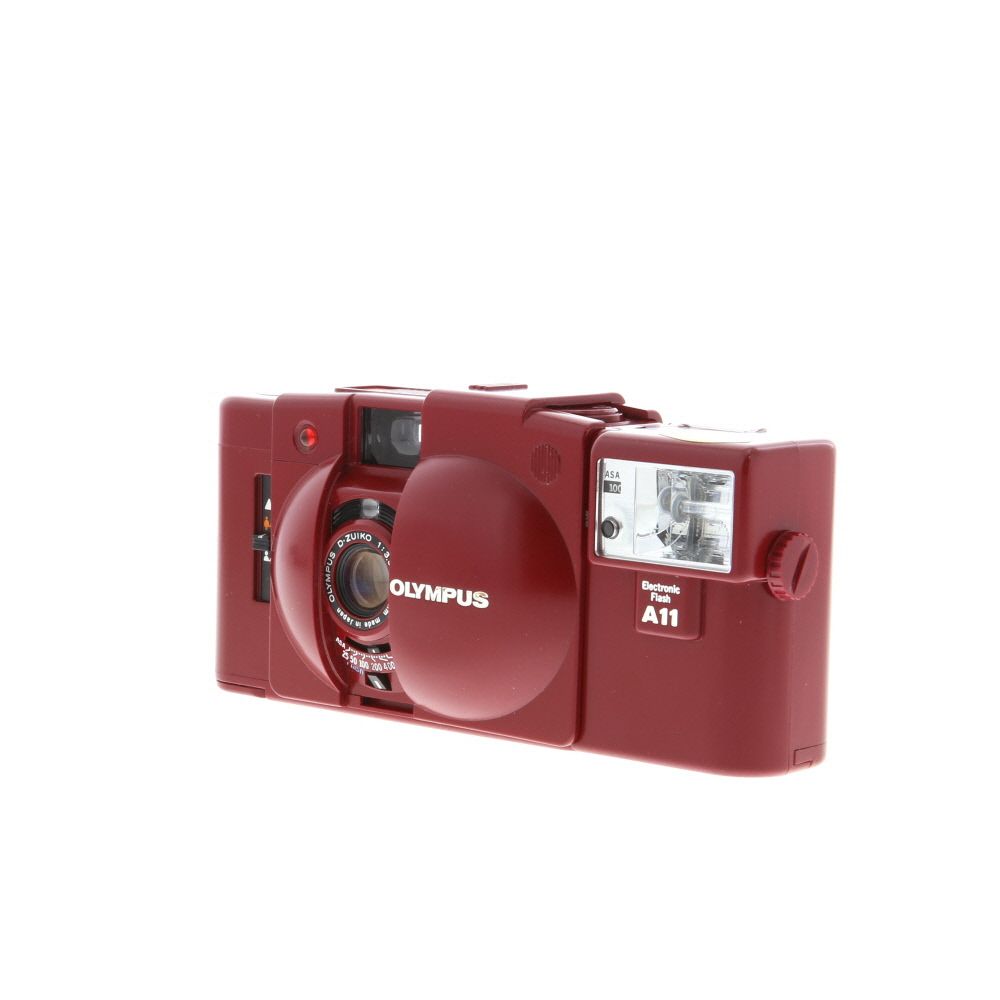 Olympus XA2 35mm Camera with A11 Flash, Red