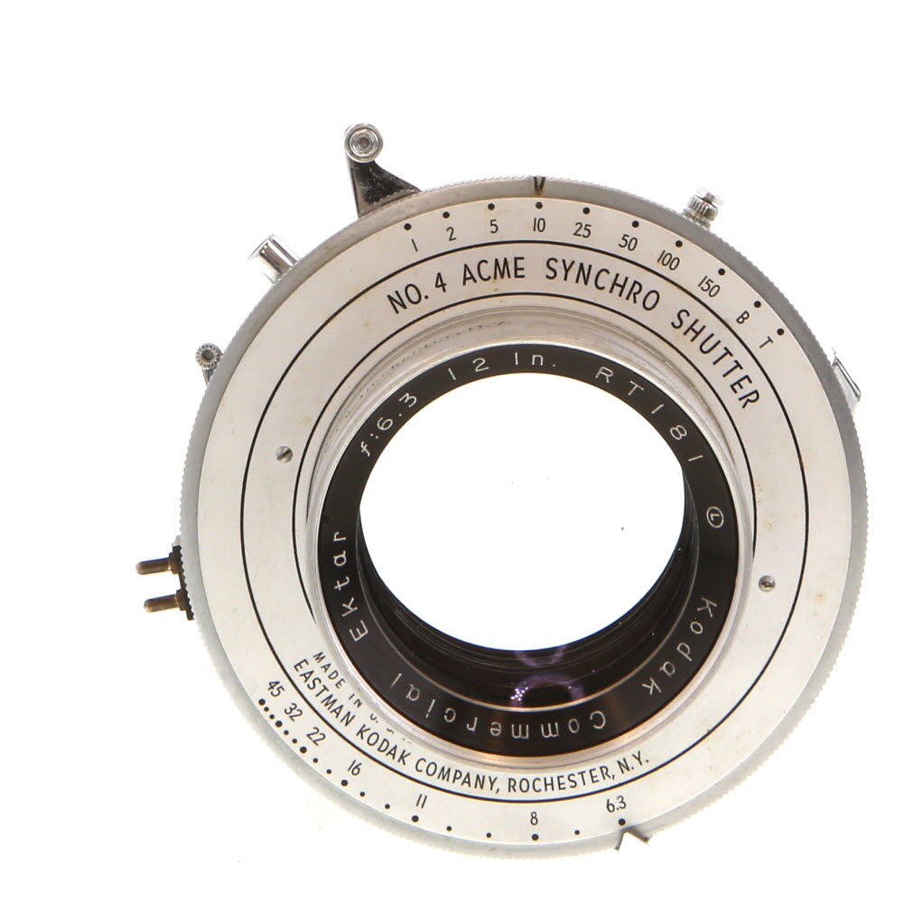 Kodak 12 in. (305mm) f/6.3 Commercial Ektar Acme Synchro BT Bi-Post (72MT) 8x10 Lens (Requires Retaining Ring)