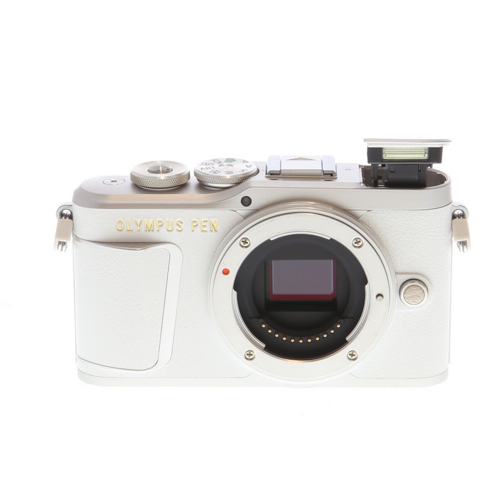Olympus PEN E-PL9 Mirrorless MFT (Micro Four Thirds) Camera Body, Silver/White Leather