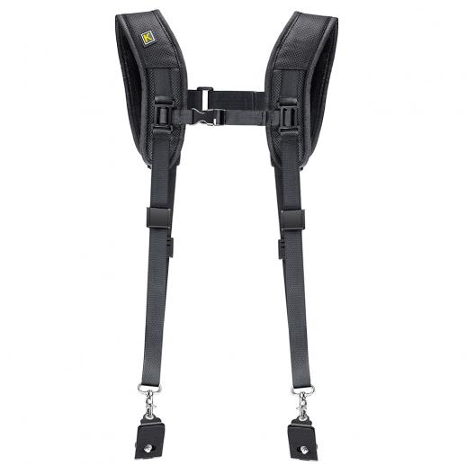 K&F Concept Adjustable Dual Camera Shoulder Strap, Black, 18-27x3.75 in. - New - New - With 2x Quick Release Plates