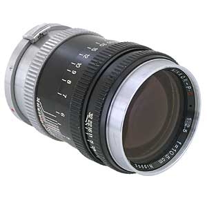 Nikon 10.5cm (105mm) f/2.5 Nikkor-P.C Nippon Kogaku Japan Lens for Rangefinder, Black/Chrome
