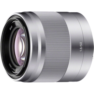Sony E 50mm f/1.8 OSS Autofocus APS-C Lens for E-Mount, Silver SEL50F18